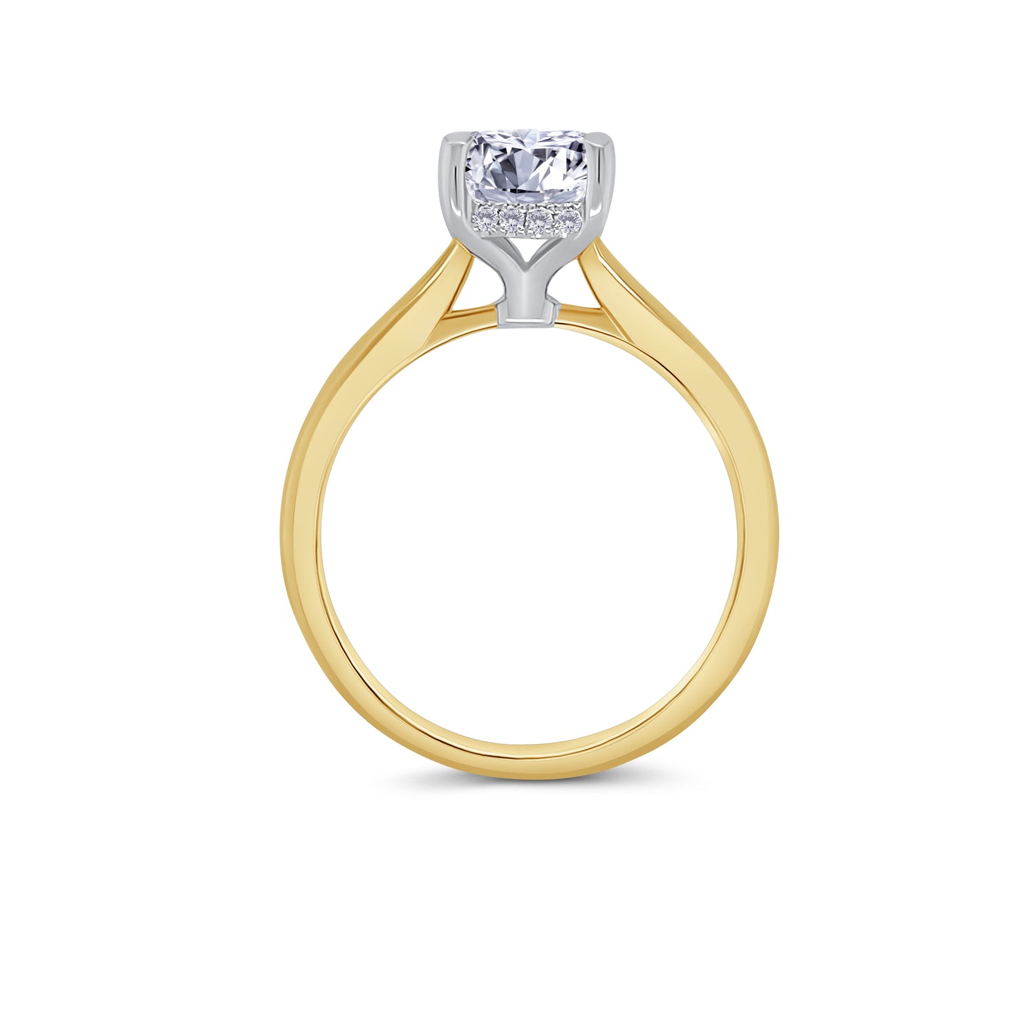 Laboratory Grown, Elongated Cushion & Hidden Halo Diamond Ring, 18ct Yellow Gold Band, 2.58ct