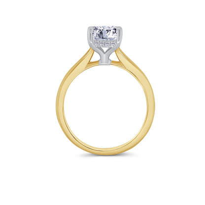 Laboratory Grown, Elongated Cushion & Hidden Halo Diamond Ring, 18ct Yellow Gold Band, 2.58ct