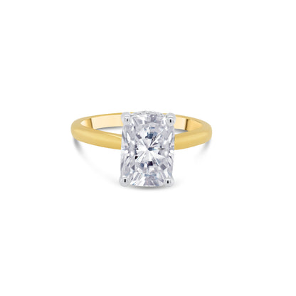 Laboratory Grown, Elongated Cushion & Hidden Halo Diamond Ring, 18ct Yellow Gold Band, 2.58ct