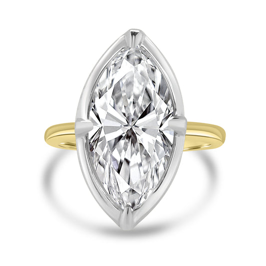 Laboratory Grown, Marquise Bezel Set Diamond, 18ct Yellow Gold Band, 5.05ct
