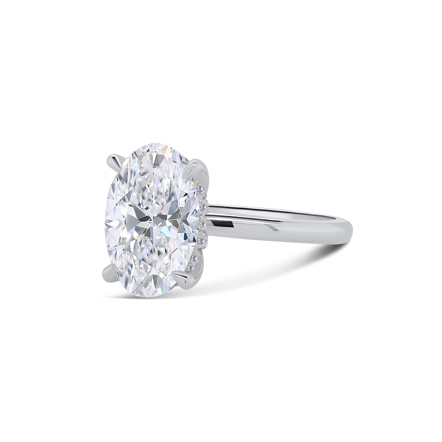 Laboratory Grown, Oval & Hidden Halo Diamonds, Platinum Band, 3.19ct