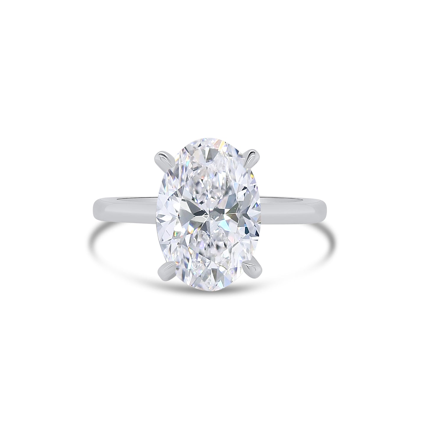 Laboratory Grown, Oval & Hidden Halo Diamonds, Platinum Band, 3.19ct