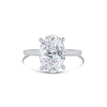 Laboratory Grown, Oval & Hidden Halo Diamonds, Platinum Band, 3.19ct