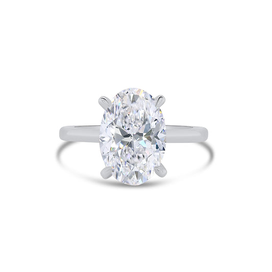Laboratory Grown, Oval & Hidden Halo Diamonds, Platinum Band, 3.19ct