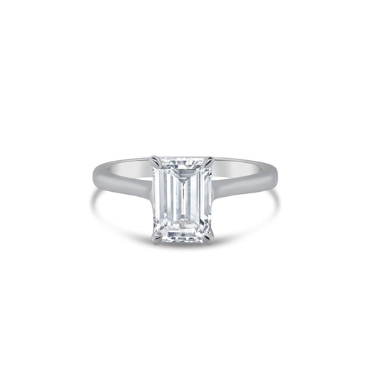 Laboratory Grown Diamond, Emerald Solatire, Platinum Band, 2.19ct