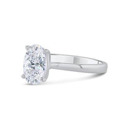 Laboratory Grown, Oval Solitaire Diamond Ring, Platinum Band, 1.64ct