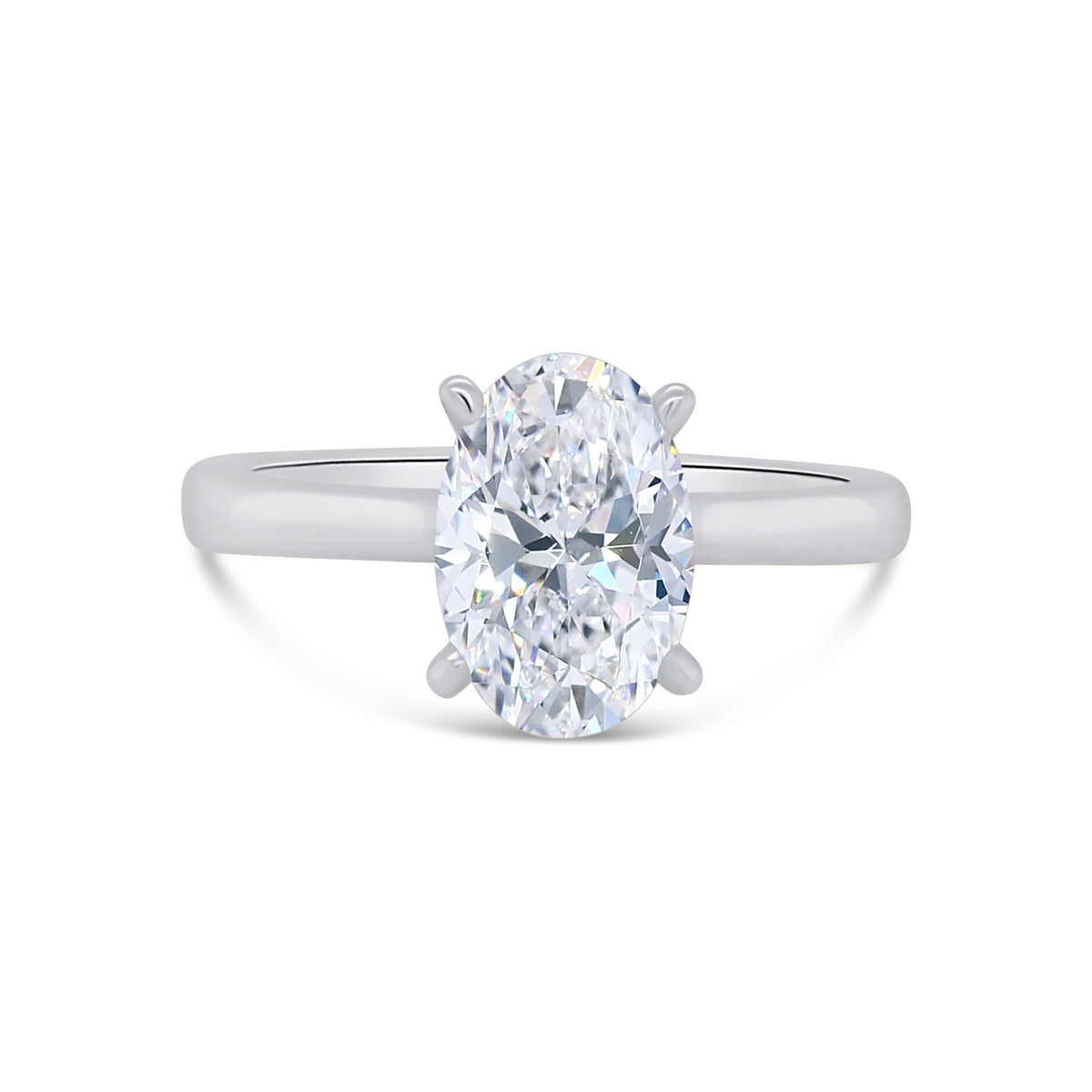 Laboratory Grown, Oval Solitaire Diamond Ring, Platinum Band, 1.64ct