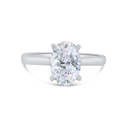 Laboratory Grown, Oval Solitaire Diamond Ring, Platinum Band, 1.64ct
