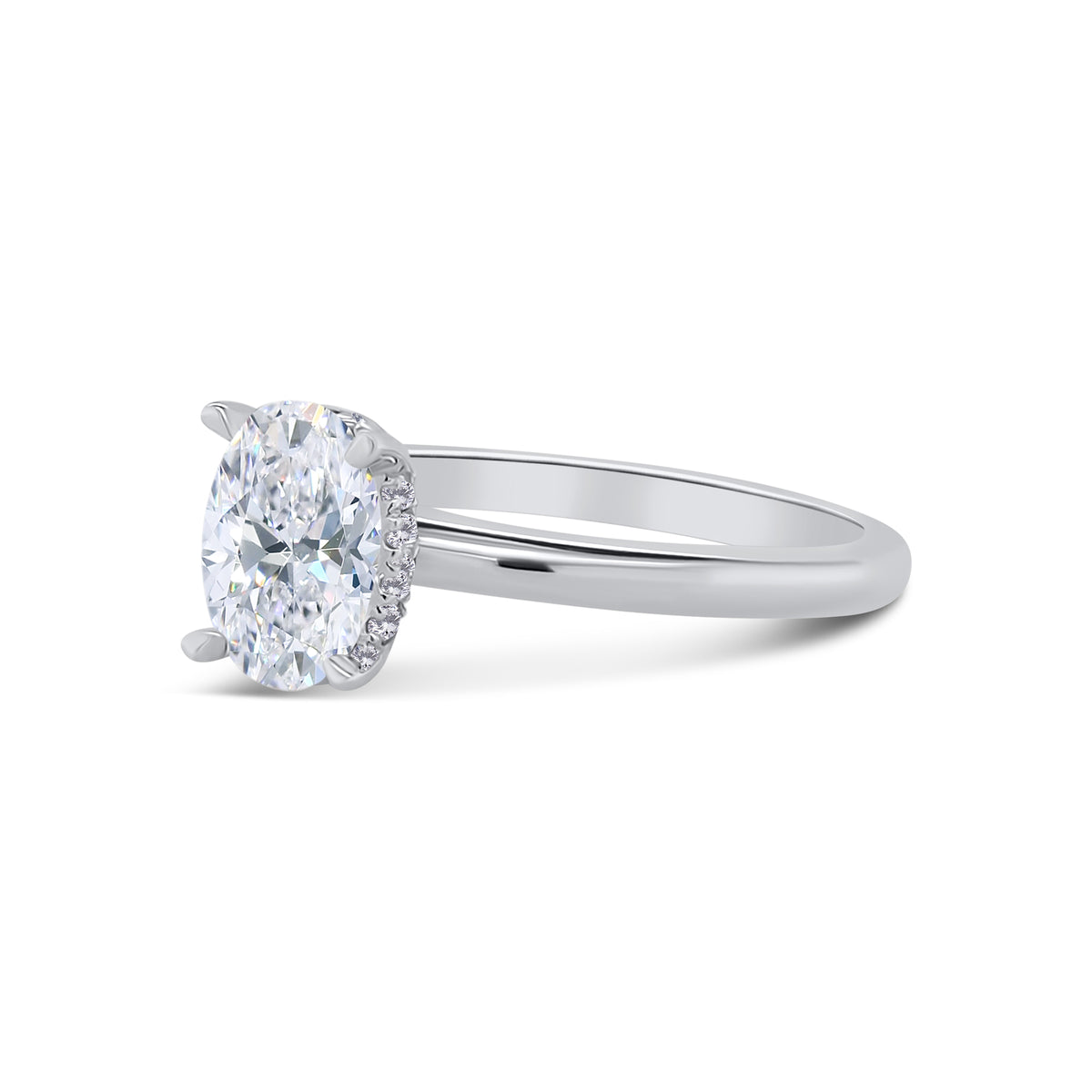 Laboratory Grown, Oval & Hidden Halo Diamonds, Platinum Band, 1.08ct
