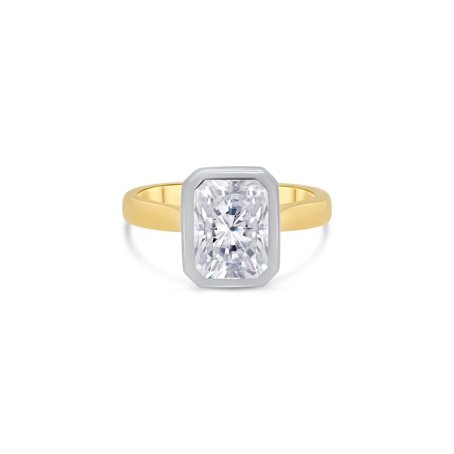 Laboratory Grown Radiant Bezel Set Ring, 18ct Yellow Gold, 1.80ct