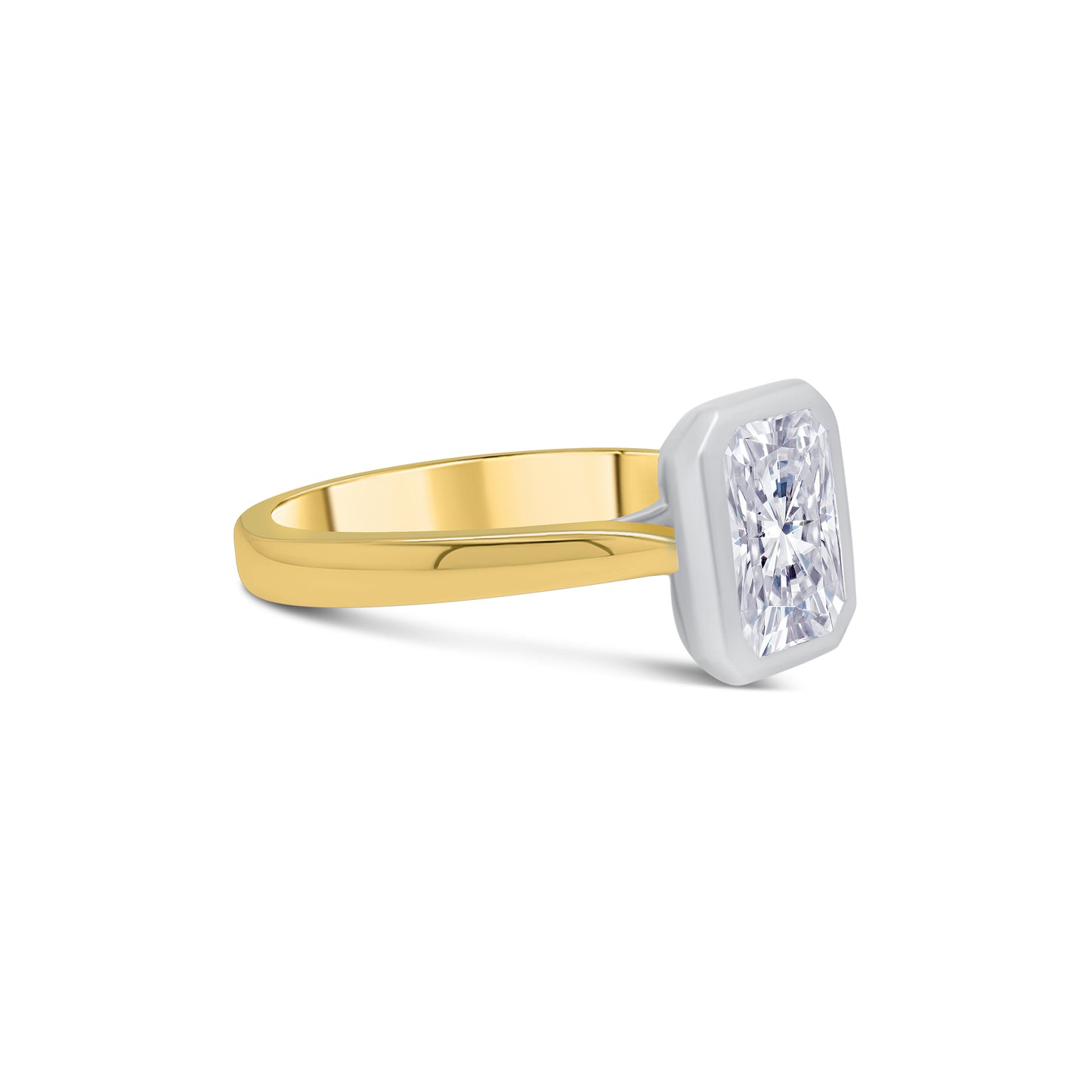 Laboratory Grown Radiant Bezel Set Ring, 18ct Yellow Gold, 1.80ct