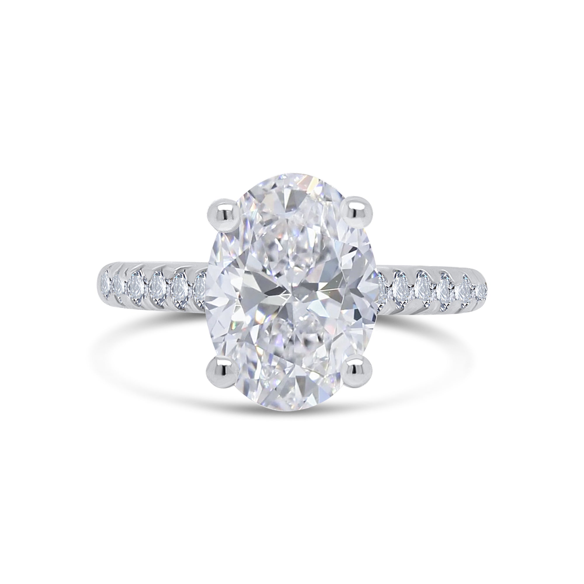 Shoulder Setting Laboratory Grown, Oval & Shoulder Setting, Platinum Diamond Ring, 3 ...