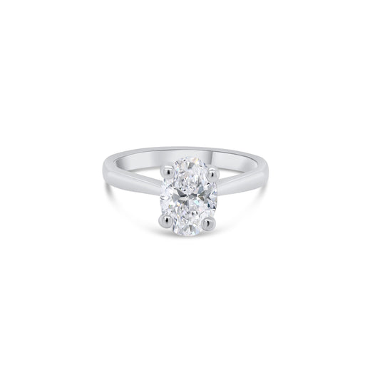 Laboratory Grown Diamond Oval Solitaire Diamond Ring, Platinum Band, 1.04ct