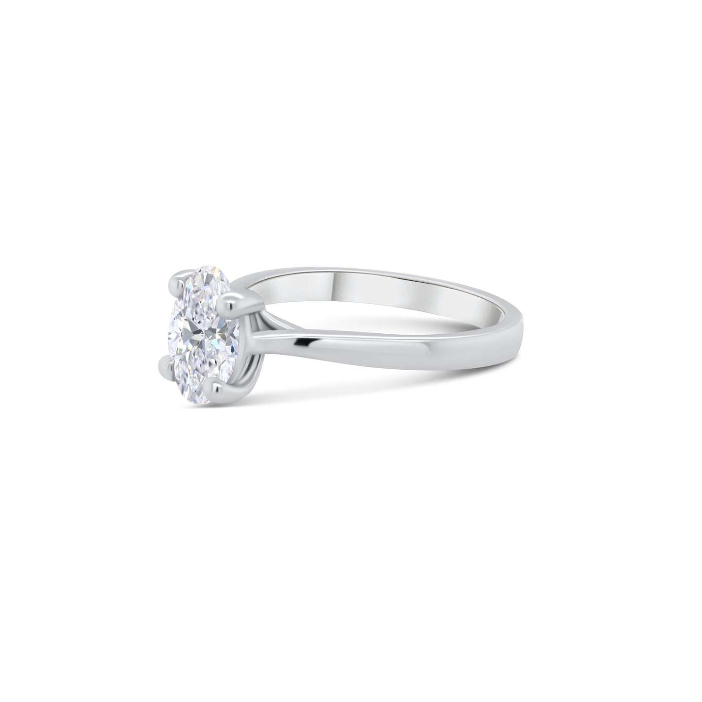 Laboratory Grown Diamond Oval Solitaire Diamond Ring, Platinum Band, 1.04ct