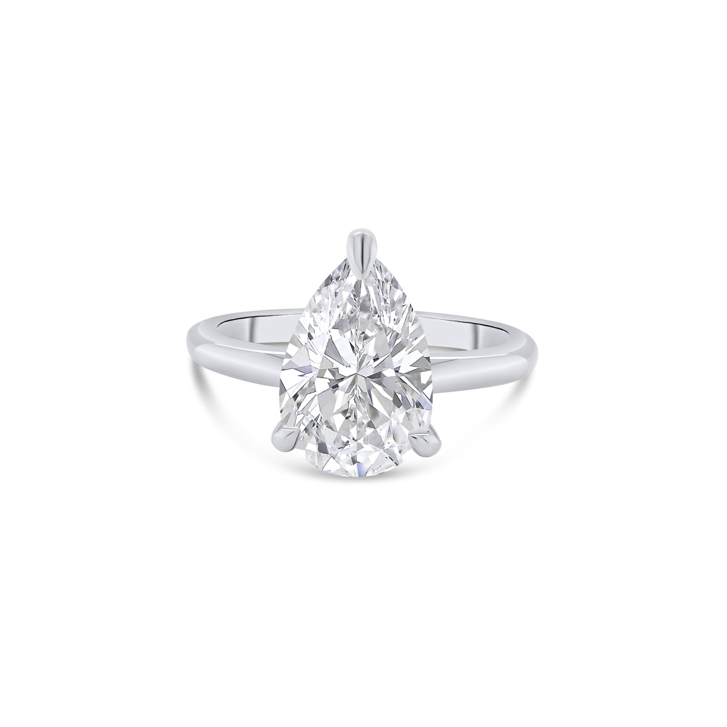Laboratory Grown, Pear Solitaire & Hidden Halo Diamond, Platinum Band, 3.10ct