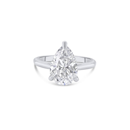 Laboratory Grown, Pear Solitaire & Hidden Halo Diamond, Platinum Band, 3.10ct