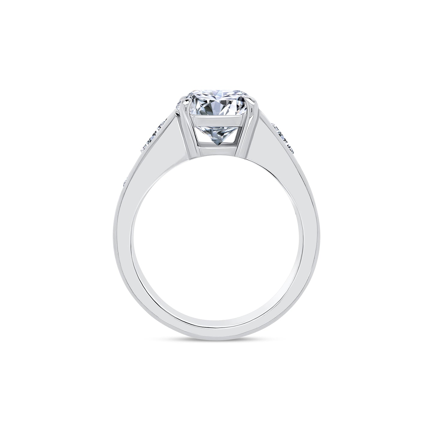 Laboratory Grown, Radiant Solitaire & Channel Shoulder Set Diamond Ring, Platinum Band, 5.58ct