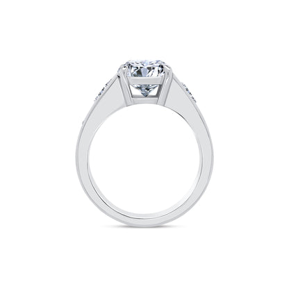 Laboratory Grown, Radiant Solitaire & Channel Shoulder Set Diamond Ring, Platinum Band, 5.58ct
