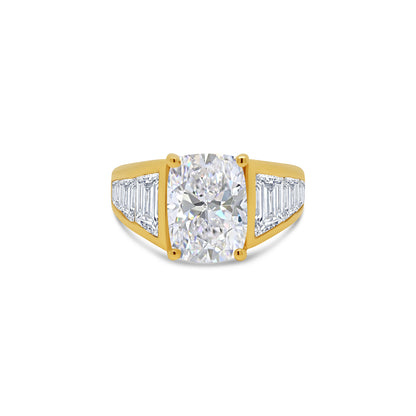 Laboratory Grown, Radiant Solitaire & Channel Shoulder Set Diamond Ring, 18ct Yellow Gold, 5.53ct
