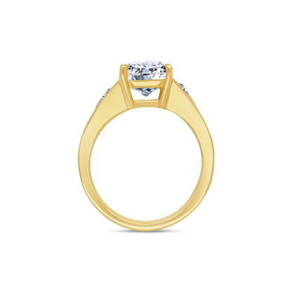 Laboratory Grown, Radiant Solitaire & Channel Shoulder Set Diamond Ring, 18ct Yellow Gold, 5.53ct