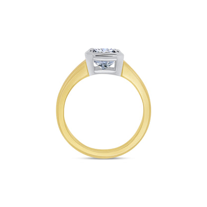 Laboratory Grown, Emerald Solitaire Bezel Diamond Ring, 18ct Yellow Gold, 2.11ct