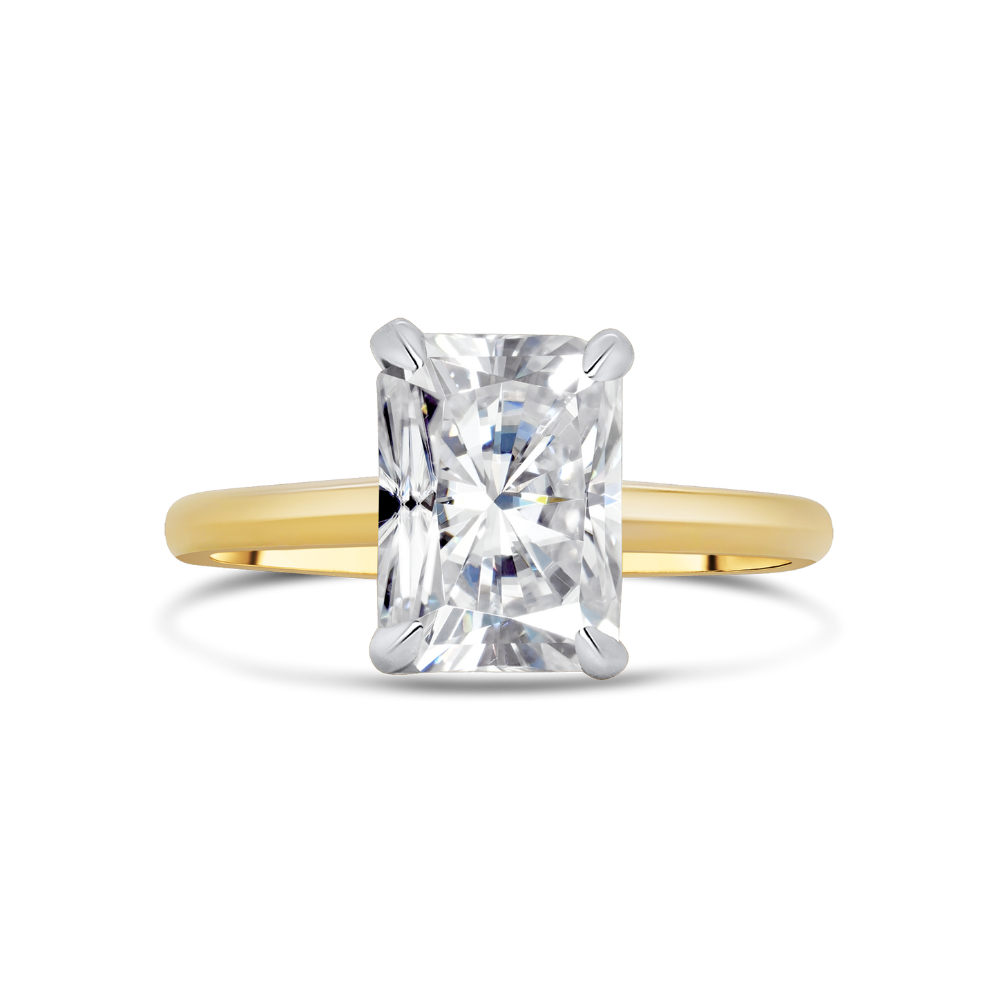 Laboratory Grown Radiant & Diamond Detailed Ring, 18ct Yellow Gold 2.06ct