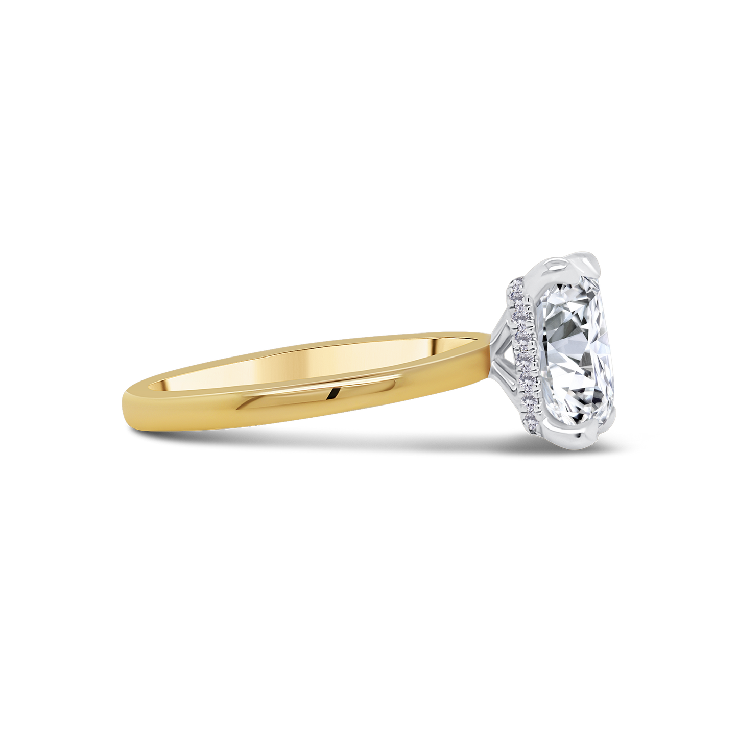 Laboratory Grown Radiant & Diamond Detailed Ring, 18ct Yellow Gold 2.06ct