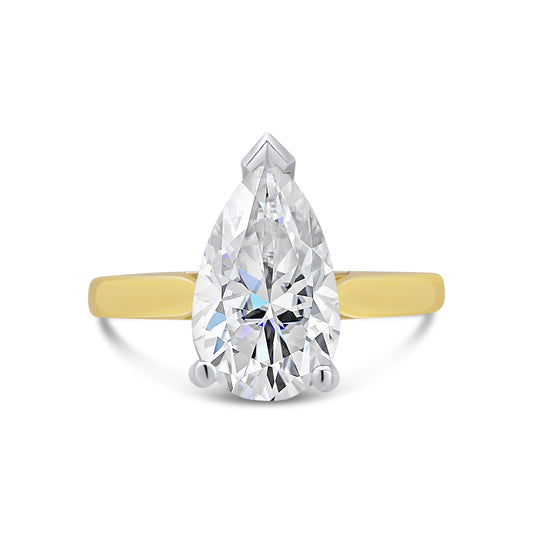 Laboratory Grown Diamond Pear Solitaire, Yellow Gold Band, 2.74ct