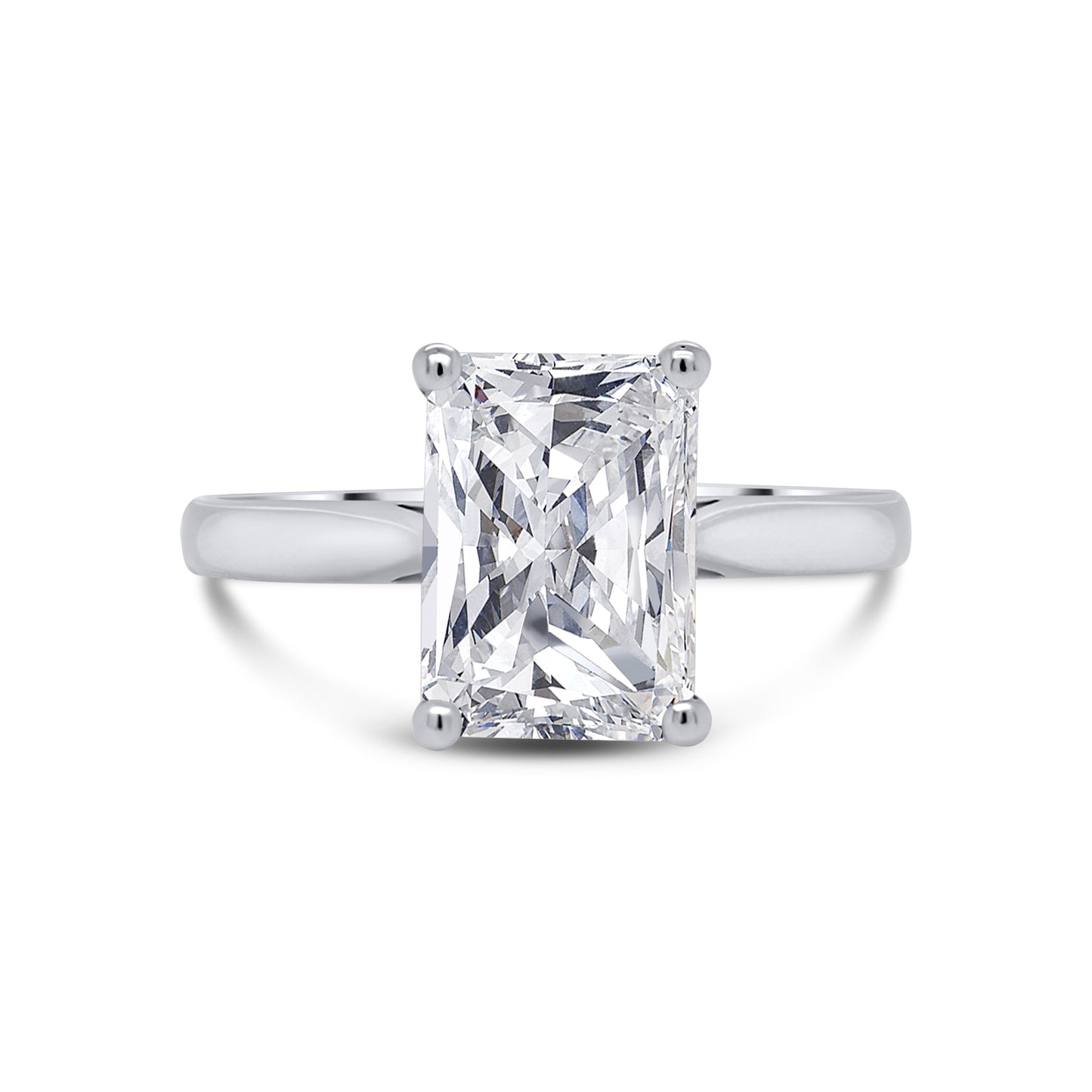 Laboratory Grown Radiant Solitaire Diamond Ring, Platinum Band, 2.50ct