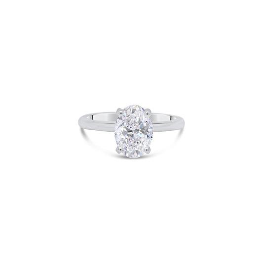 Laboratory Grown, Oval & Hidden Halo Diamonds, Platinum Band, 1.61ct