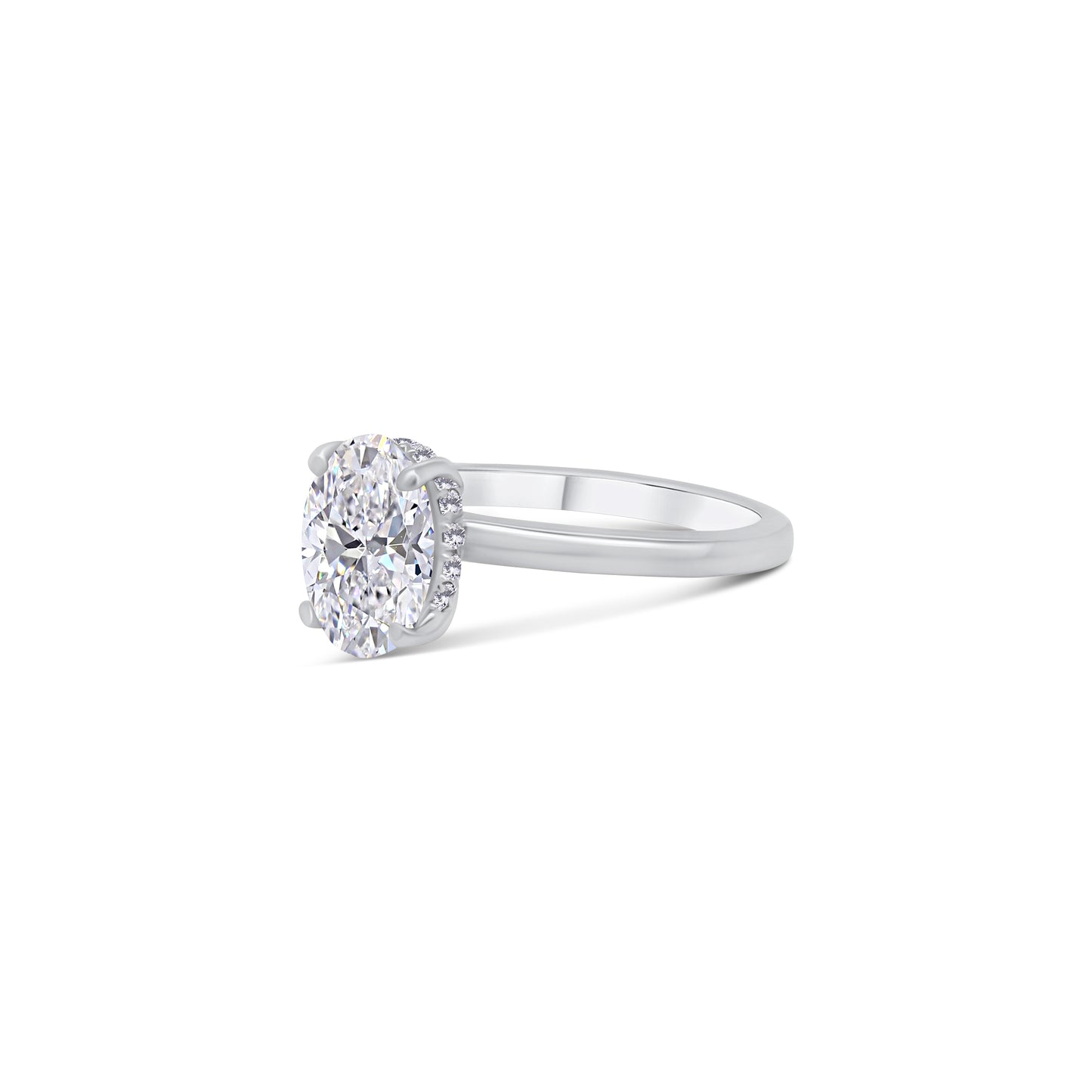 Laboratory Grown, Oval & Hidden Halo Diamonds, Platinum Band, 1.61ct
