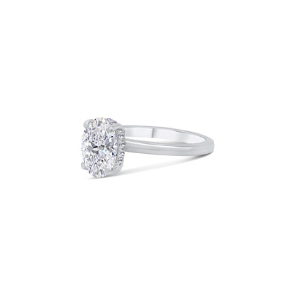 Laboratory Grown, Oval & Hidden Halo Diamonds, Platinum Band, 1.61ct