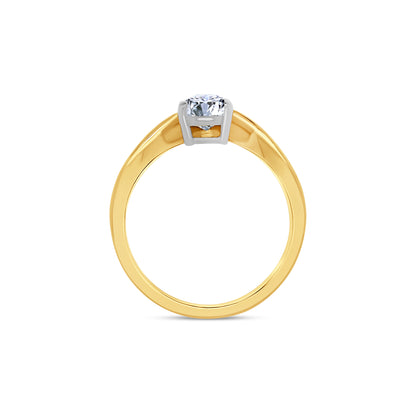 Laboratory Grown, Pear Cut Solitaire Diamond Wave Band, 18ct Yellow Gold Band, 1.02ct
