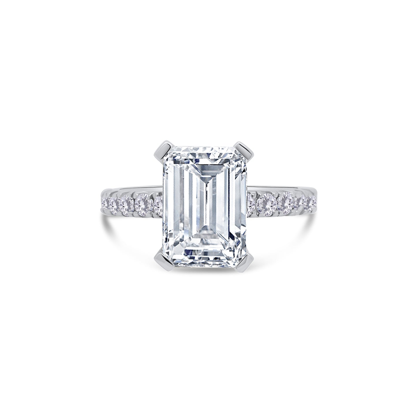 Laboratory Grown, Emerald, Hidden Halo & Shoulder Setting, Platinum Band, 3.45ct