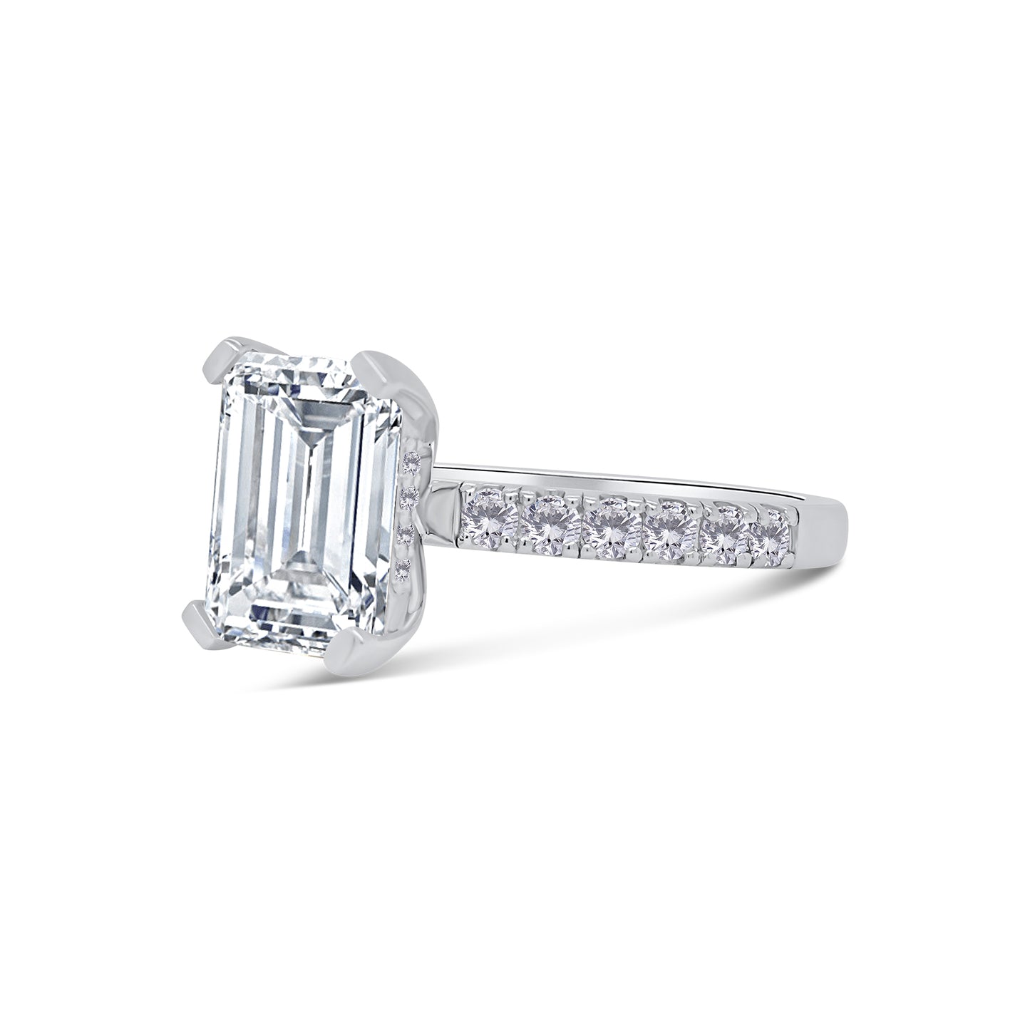 Laboratory Grown, Emerald, Hidden Halo & Shoulder Setting, Platinum Band, 3.45ct