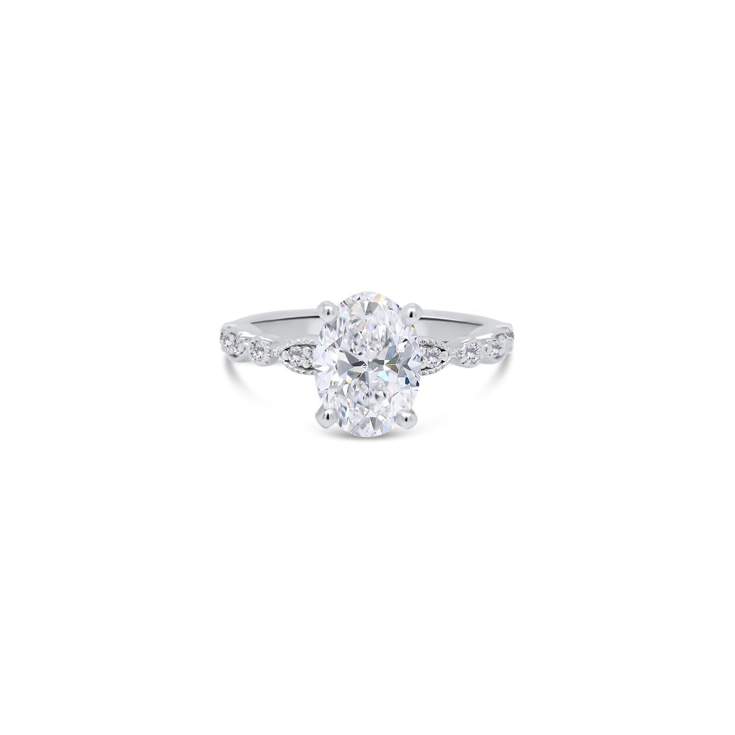 Laboratory Grown, Oval & Vintage Shoulder Setting, Platinum Diamond Ring, 1.82ct