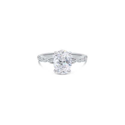 Laboratory Grown, Oval & Vintage Shoulder Setting, Platinum Diamond Ring, 1.82ct