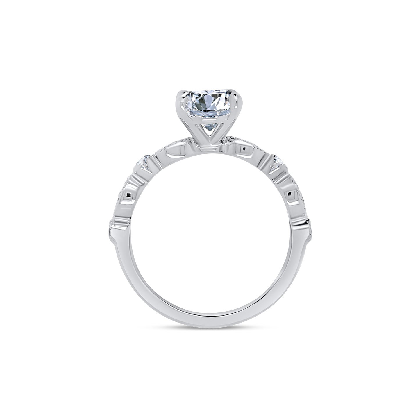 Laboratory Grown, Oval & Vintage Shoulder Setting, Platinum Diamond Ring, 1.82ct