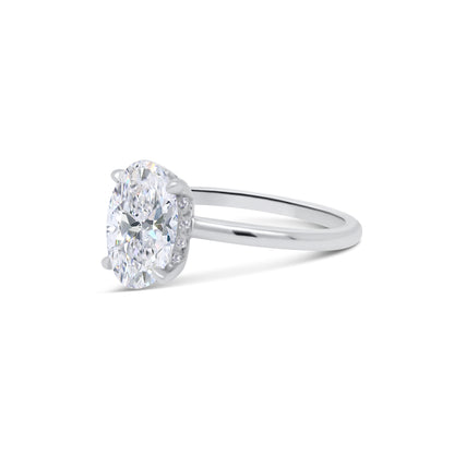 Laboratory Grown, Oval & Hidden Halo Diamonds, Platinum Band, 2.26ct