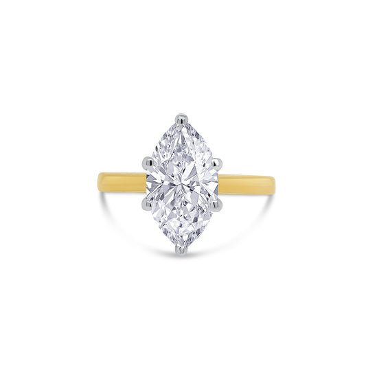 Laboratory Grown, Marquise Solitaire Diamond, 18ct Yellow Gold Band, 2.03ct