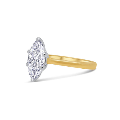 Laboratory Grown, Marquise Solitaire Diamond, 18ct Yellow Gold Band, 2.03ct
