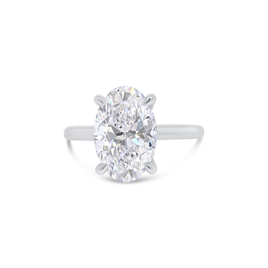 Laboratory Grown, Oval & Hidden Halo Diamonds, Platinum Band, 3.14ct