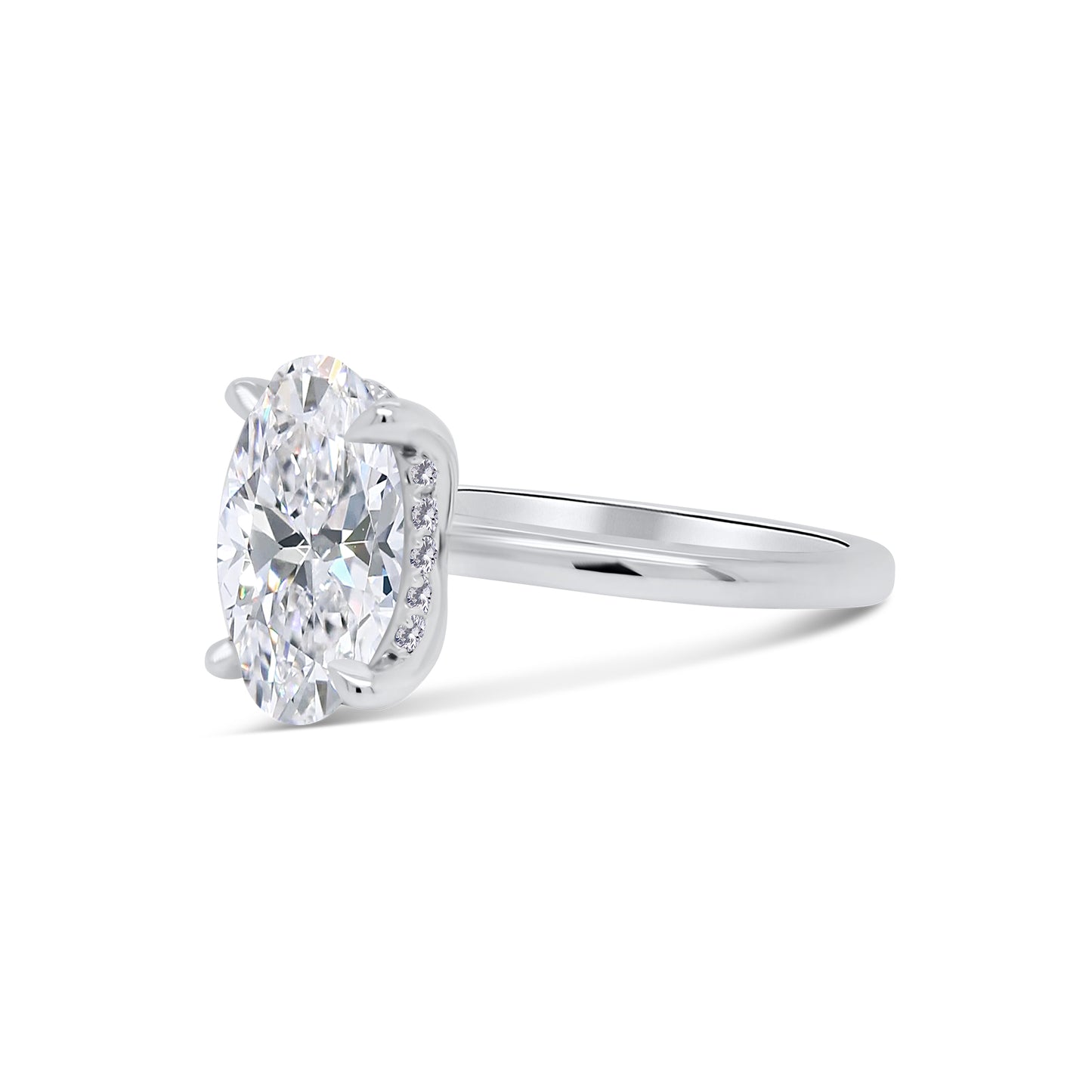 Laboratory Grown, Oval & Hidden Halo Diamonds, Platinum Band, 3.14ct