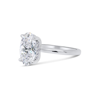 Laboratory Grown, Oval & Hidden Halo Diamonds, Platinum Band, 3.14ct