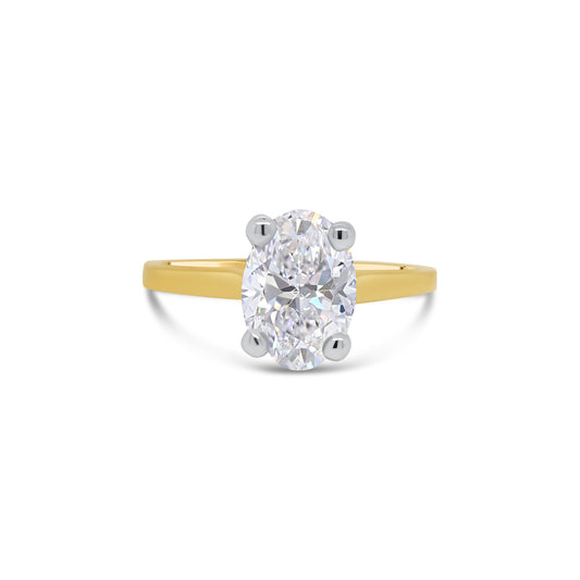 Laboratory Grown Oval Solitaire Diamond, 18ct Yellow Gold Band, 1.65ct
