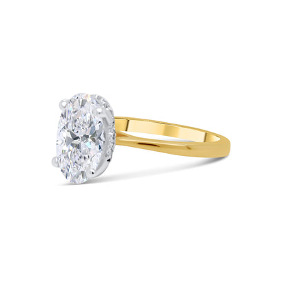 Laboratory Grown, Oval & Hidden Halo Diamonds, 18ct Yellow Gold Band, 3.26ct