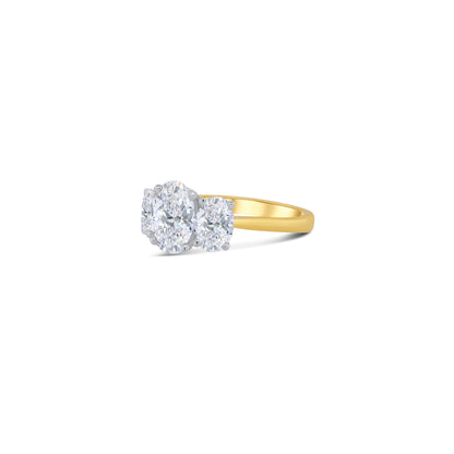 Laboratory Grown, Oval Three Stone Diamond, 18ct Yellow Gold Ring, 2.05ct