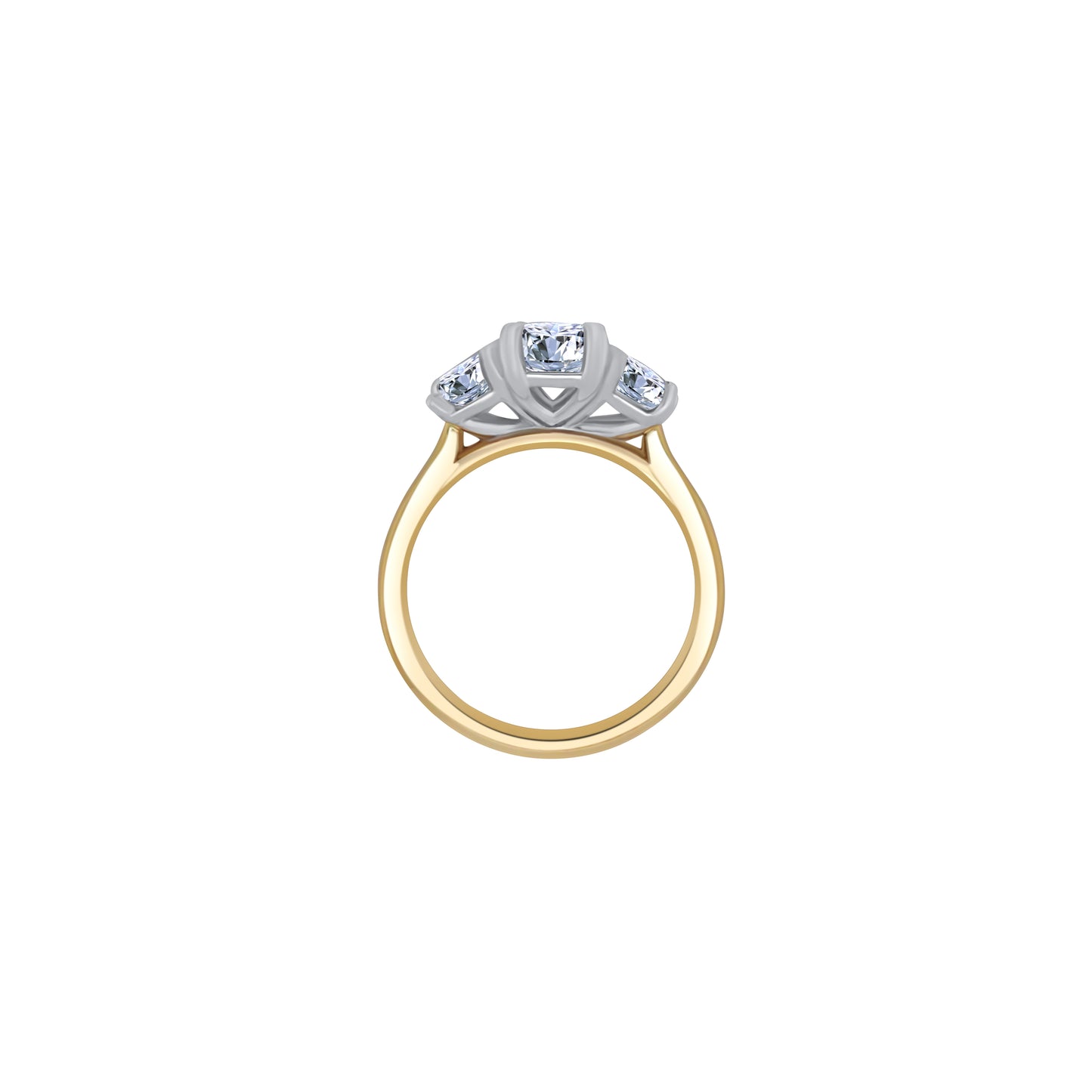 Laboratory Grown, Emerald Three Stone, 18ct Yellow Gold Diamond Ring, 2.99ct