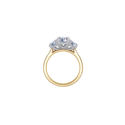 Laboratory Grown, Emerald Three Stone, 18ct Yellow Gold Diamond Ring, 2.99ct