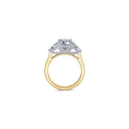 Laboratory Grown, Oval & Pear Three Stone, 18ct Yellow Gold Diamond Ring, 2.67ct